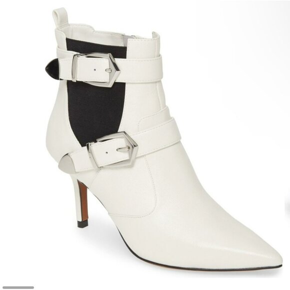 Linea Paolo Nikita II Bootie White Buckle Heels Size 9m $149 - Picture 6 of 14